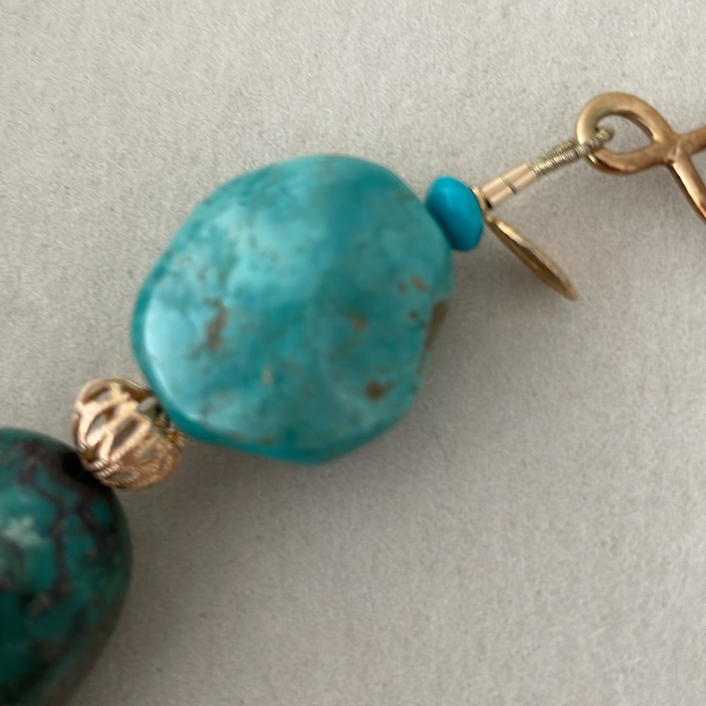 Green Turquoise Large Stone Strand Necklace - Picture 8 of 12